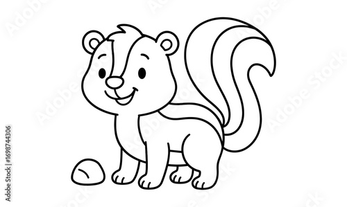 Cute skunk outline for kids coloring pages