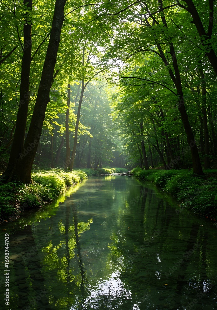 Obraz premium Emerald Stream's Embrace