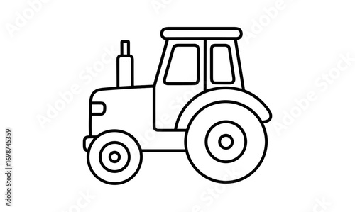 Simple black and white outline of a tractor for agricultural designs