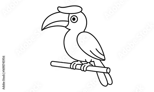 Line art toucan on branch