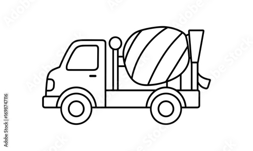 Minimalist concrete mixer truck outline for construction and transport design projects