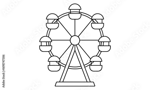 Minimalist ferris wheel outline for amusement park designs