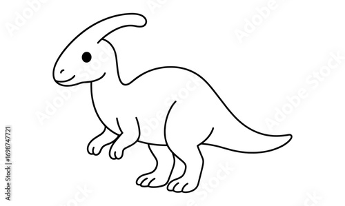 Cute dinosaur outline art: simple parasaurolophus for kids