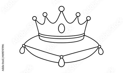 Simple crown design on cushion with linear style for royalty themes