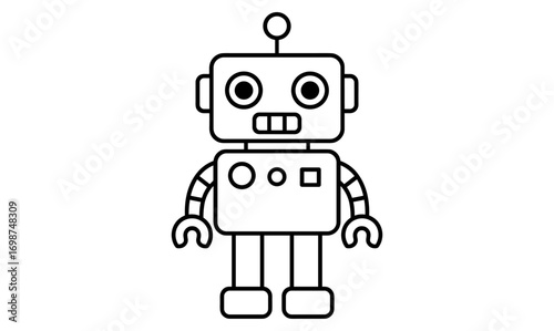 Simple linear robot design with playful features and minimalist style