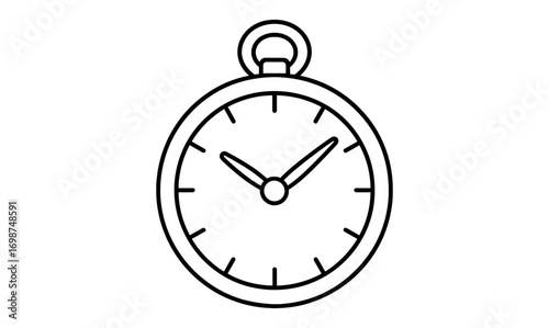 Minimalist black and white outline of a classic pocket watch