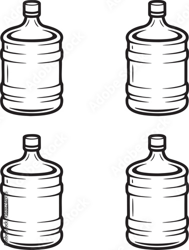 Set of Water gallon Outline vector illustration isolated On Transparent Background