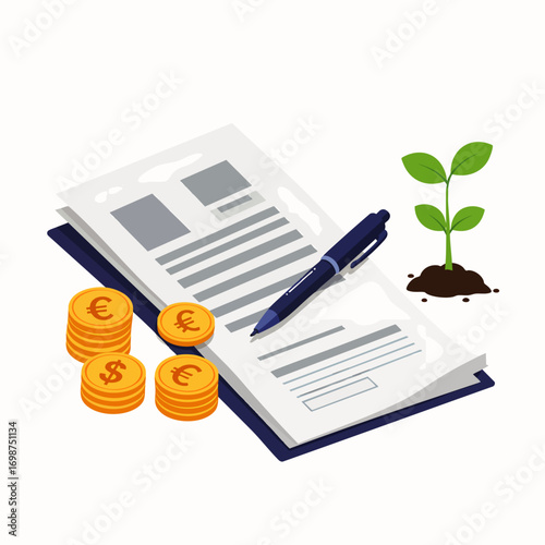 This illustration effectively portrays the crucial connection between financial documentation, capital investment, and long-term sustainable business expansion.