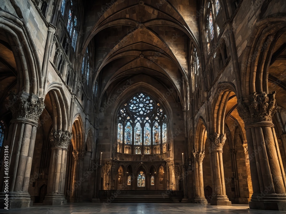 Fototapeta premium Historic Gothic Stone Cathedral with Ornate Architecture