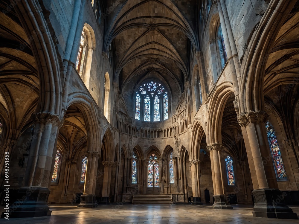 Fototapeta premium Historic Gothic Stone Cathedral with Ornate Architecture
