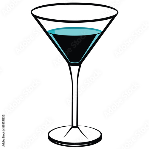 Elegant blue cocktail in glass vector illustration 