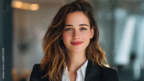 Wallpaper Mural professional businesswoman portrait in office confident successful female entrepreneur wearing formal suit smiles at camera happy young adult in corporate environment looks friendly Torontodigital.ca