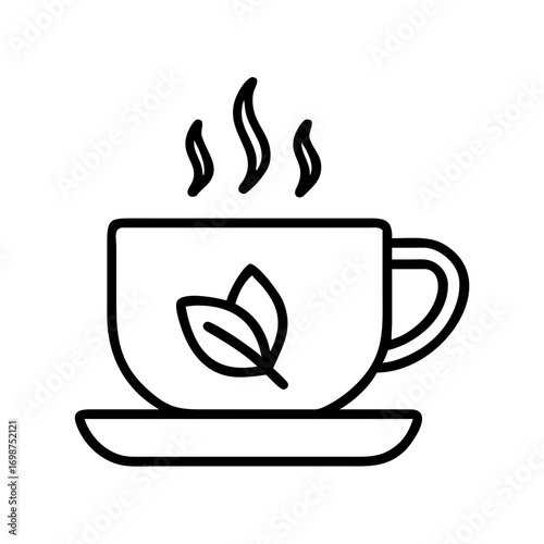 Herbal tea cup vector icon illustration for healthy drink and beverage design element graphic art