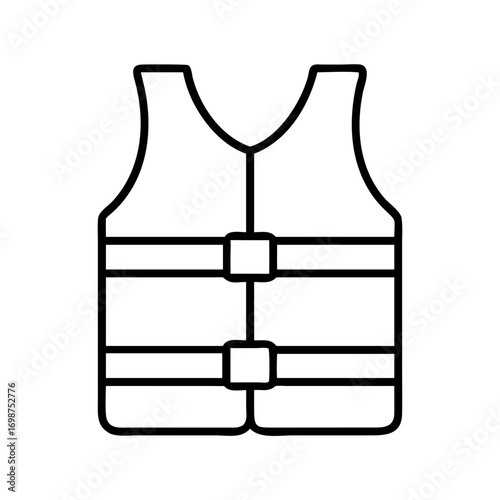Life jacket vector icon outline style for water safety and boating equipment illustration design