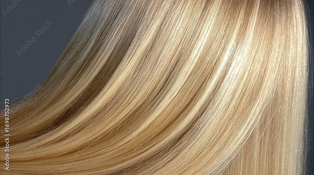 Fototapeta premium silky straight blonde hair with pearl highlights polished for a glossy finish stunning blonde luxurious salon detail