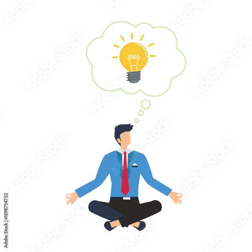 Confident businessman waters himself on plant pot stock illustration
