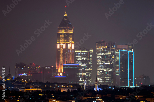 Photography skyscrapers city at night, Atasehir, Turkey