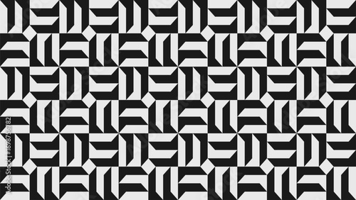 Abstract modern composition in brutalism style, Postmodern geometric ornament with simple shapes in black and white colors, bold aesthetic, Trendy seamless pattern background for cover design, poster