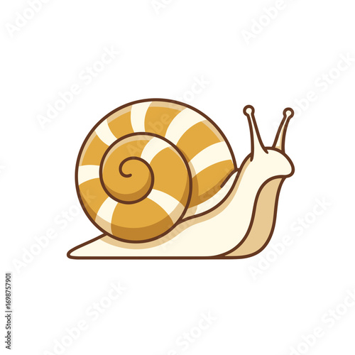 Cute cartoon snail with spiral shell in pastel colors on transparent background
