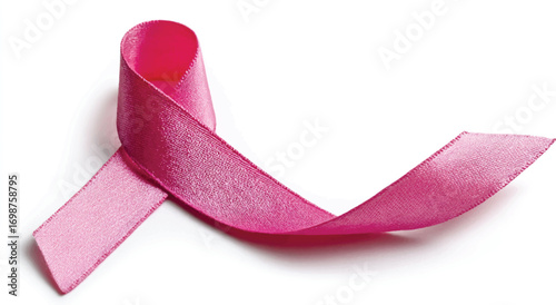 Pink Ribbon Isolated on White Background Symbol of Breast Cancer Awareness and Womens Health Support