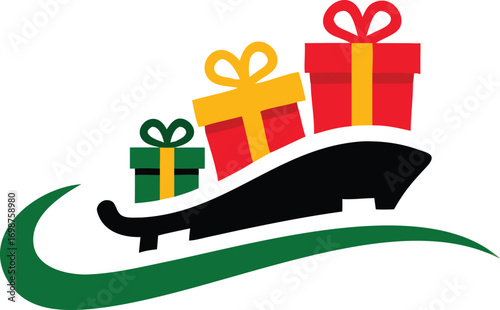 Festive gift boxes on a sleigh showing celebration and joy in the holiday season