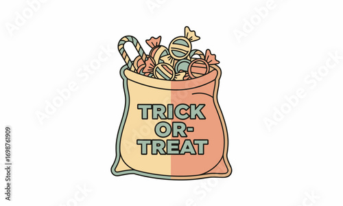 Festive Trick-or-Treat Bag Overflowing with Assorted Halloween Candies.