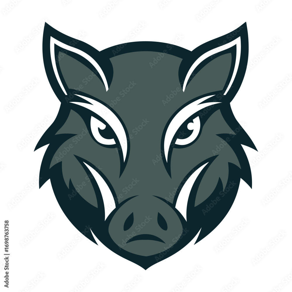 Fototapeta premium Minimal Negative Space Wild Boar Logo Concept