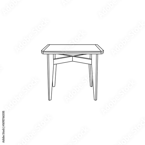 Clean line drawing of a simple, square side table.