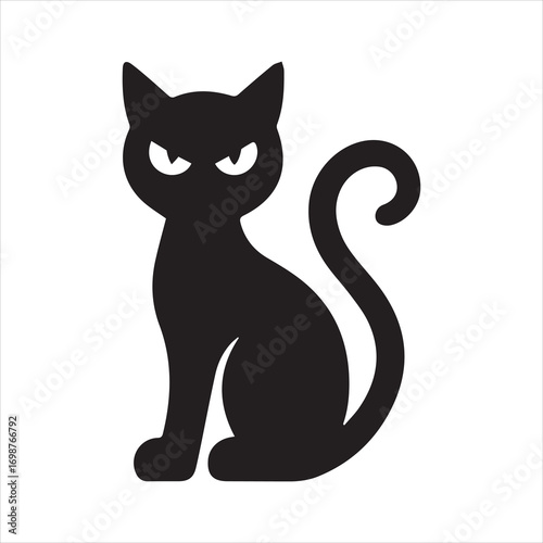 Black Cat icon silhouette vector with white background