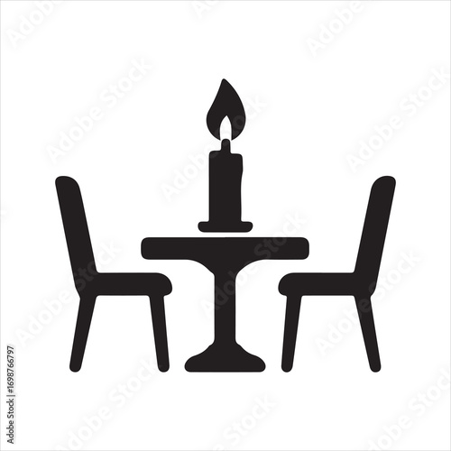 Candlelight Dinner icon silhouette vector with white background