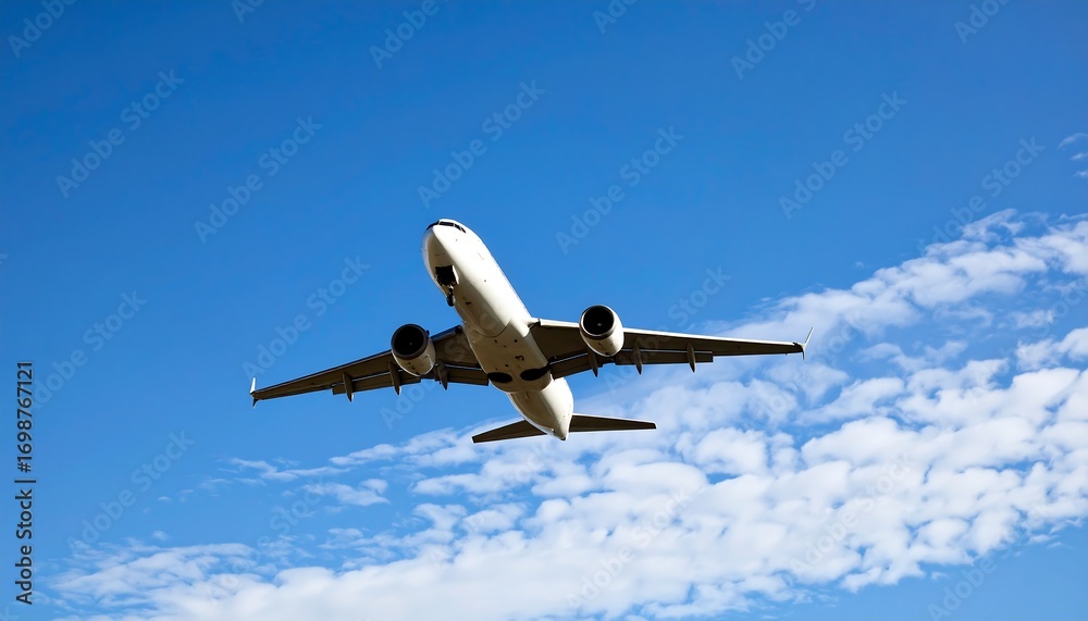 Fototapeta premium Airplane in flight against a clear blue sky