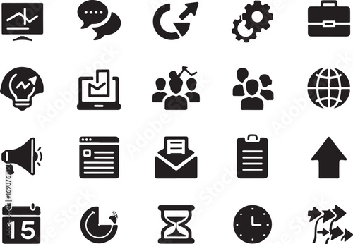 Business and finance icons set graph