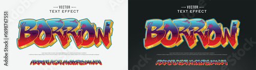 Borrow, Colorful graffiti editable text style effect. Vector text effect with paint wall concept.	