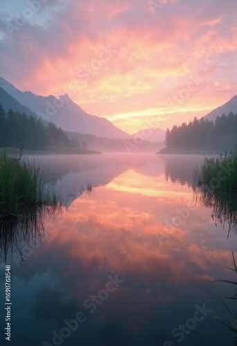 Serene Lake Reflections at Sunrise Tranquil Water Nature Landscape Morning Calm