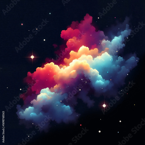 Colorful nebula with stars and glowing clouds for space-themed design projects