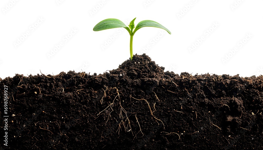 Fototapeta premium A young sprout emerging from soil