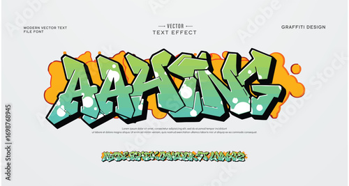 Aahing, Colorful graffiti editable text style effect. Vector text effect with paint wall concept.	