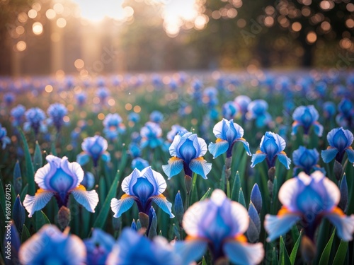 Serene Sunset Irises Field
