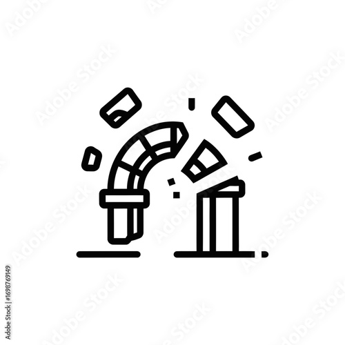 Broken pipeline illustration in flat vector style on a white background  