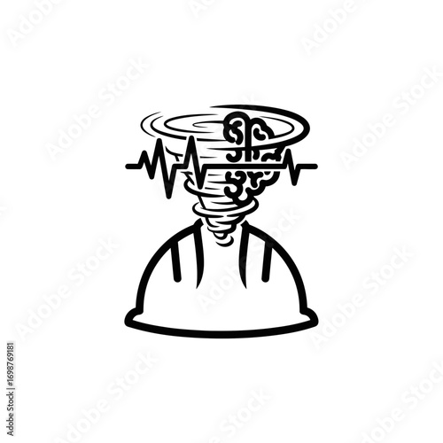 brain storming inside helmet vector illustration  