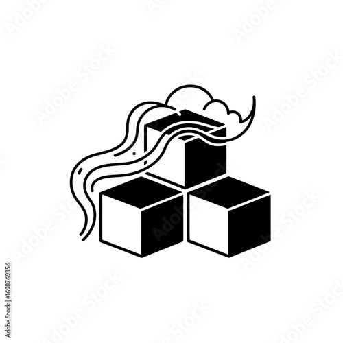 Vector illustration of abstract blocks with flowing design  
