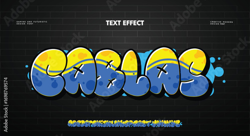 Cablas logo graffiti font text effect, spray and street text style	
