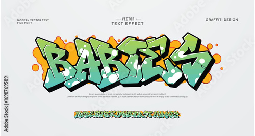 Babies, Colorful graffiti editable text style effect. Vector text effect with paint wall concept.	