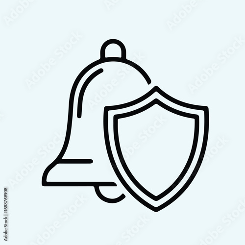 Illustrator Vector bell and shield icon simple notification silhouette