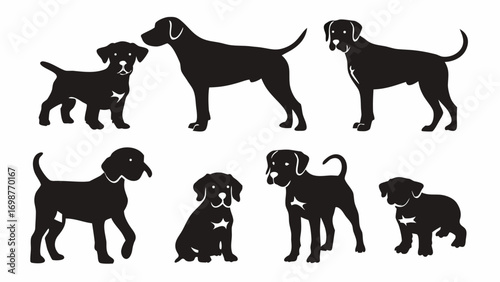Adorable dog silhouettes capture playful energy and loyal companionship for any project
