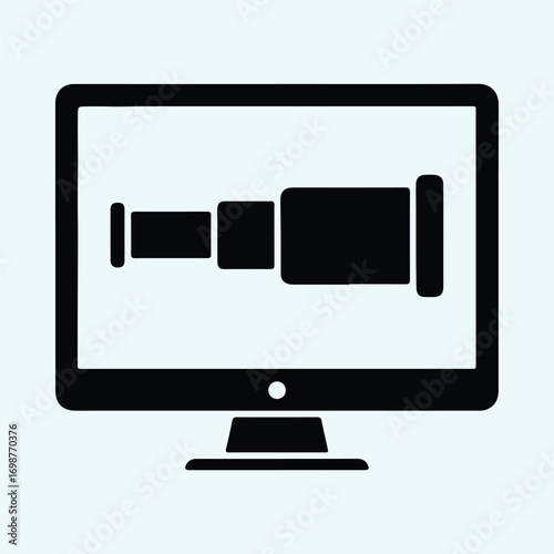 Illustrator Vector Computer screen displaying telescope silhouette