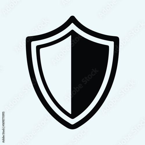 Illustrator Vector half shaded medieval shield emblem silhouette