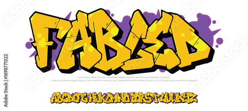 Fabled logo graffiti font text effect, spray and street text style	
