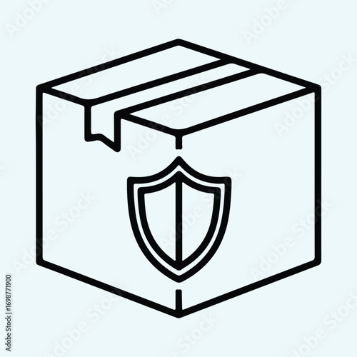 Illustrator Vector Secure delivery packaging box shield icon silhouette