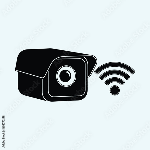 Illustrator Vector Security camera wireless network surveillance technology silhouette
